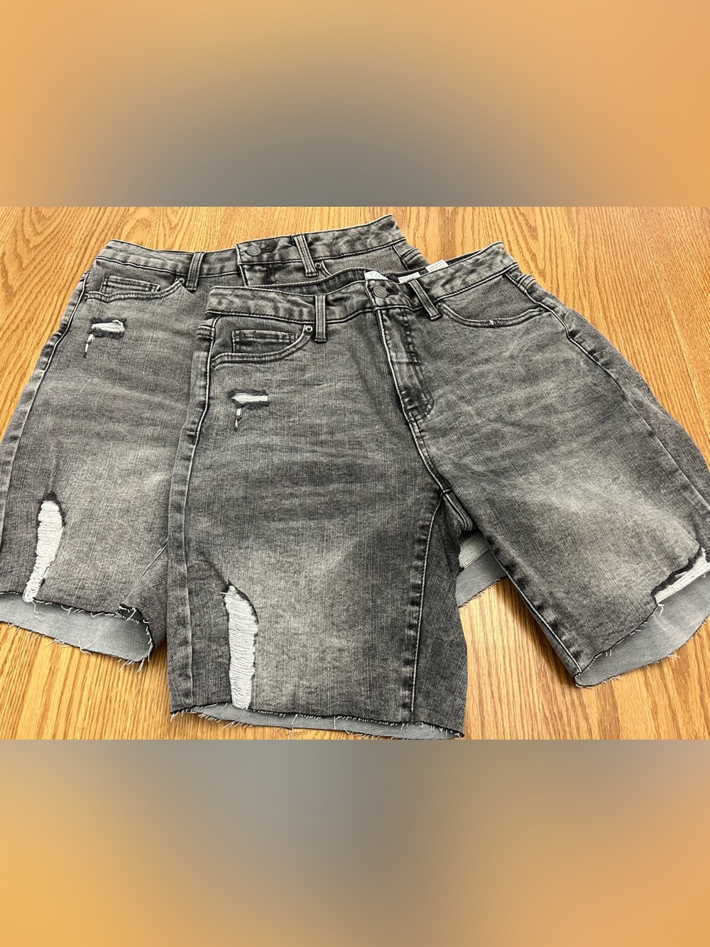Time and Tru Gray Distressed Jean Shorts 2 pair Size 8 Women